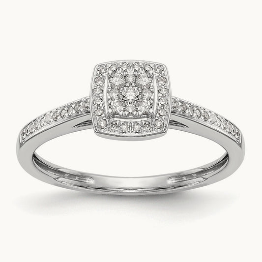 Complete Diamond Cluster Engagement Ring — 14K White Gold, 7