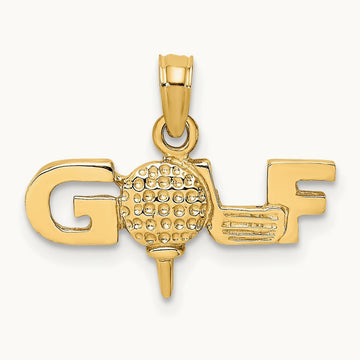 Solid Polished GOLF Charm, 14K