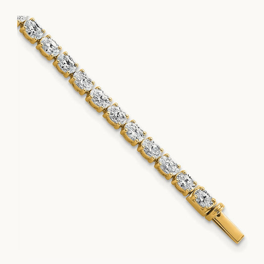 Oval Tennis Bracelet, 7.00 ct tw Lab-Grown Diamond — 14K Yellow Gold