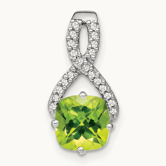 Cushion Peridot and Diamond Pendant — photo set