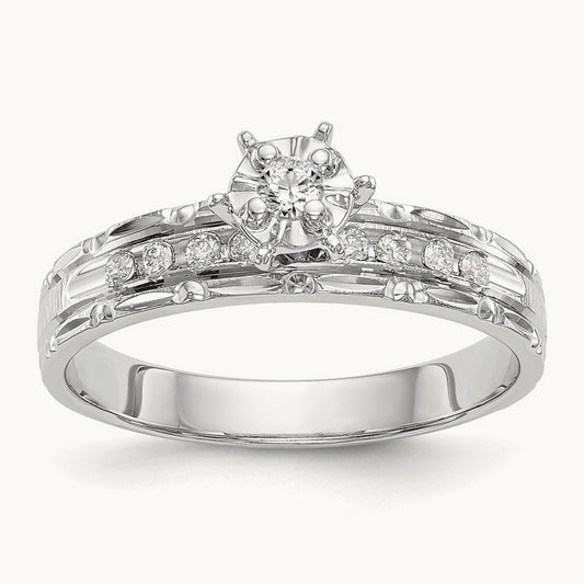 AA Quality Trio Complete Engagement Ring, 14K White Gold