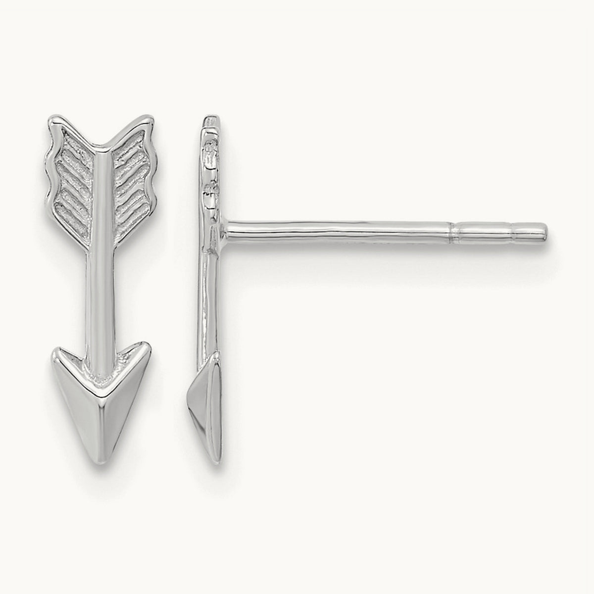 Polished Arrow Post Earrings — 14K White Gold