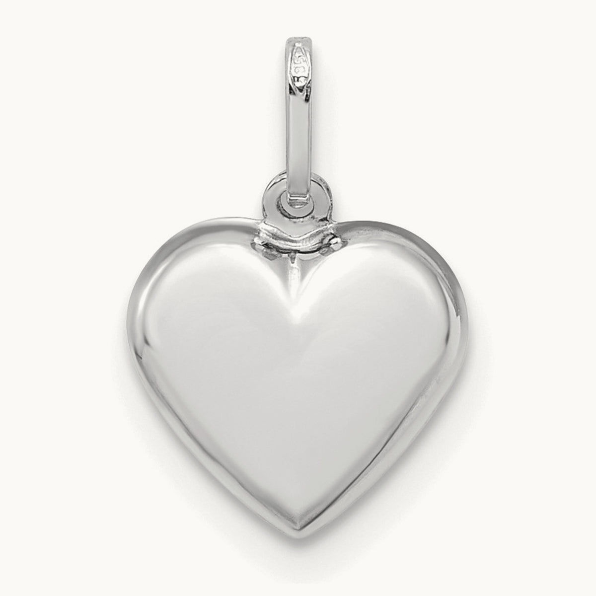 Polished 3-D Heart Pendant — 14K White Gold