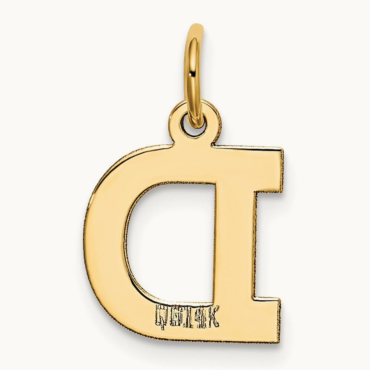 Small Block Initial Charm — 14K Yellow Gold, D