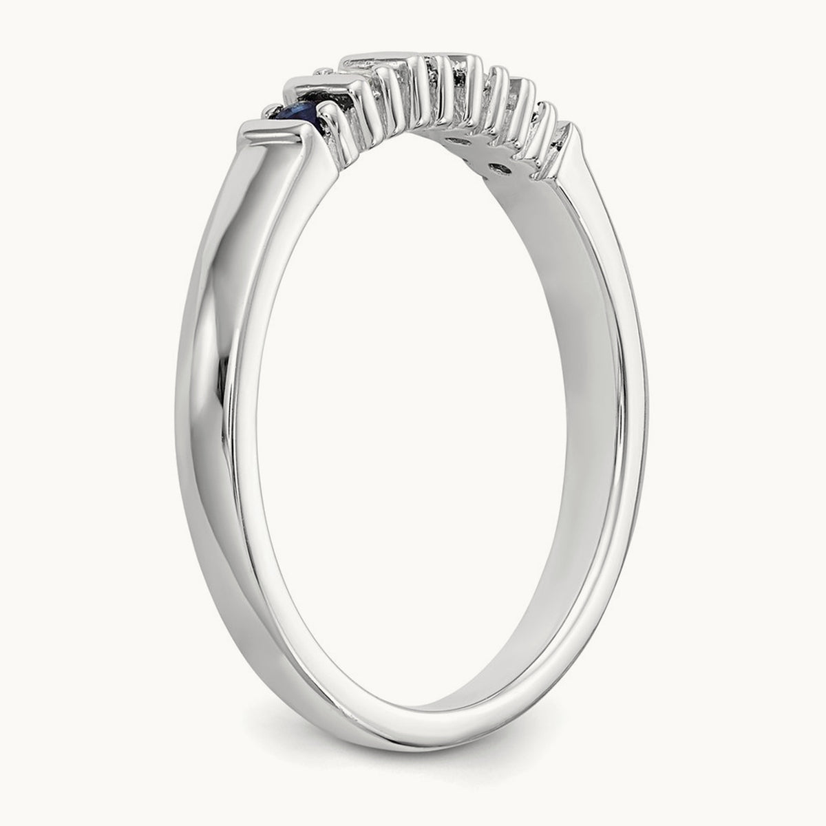 Diamond w/Sapphire Band, 14K White Gold