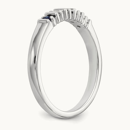 Diamond w/Sapphire Band, 14K White Gold