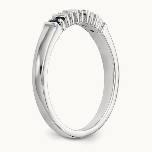 Diamond w/Sapphire Band, 14K White Gold