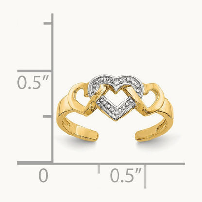 Rhodium Diamond Heart Toe Ring, 14K