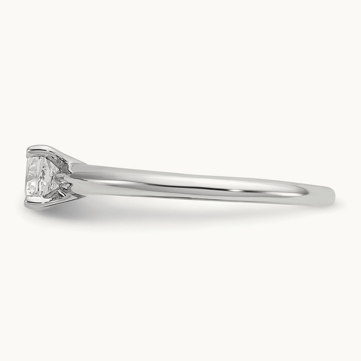 1/2ct Cert Lab Grown Diamond VS+ F+ Cushion Comp Solitaire Eng Ring, 14K White Gold