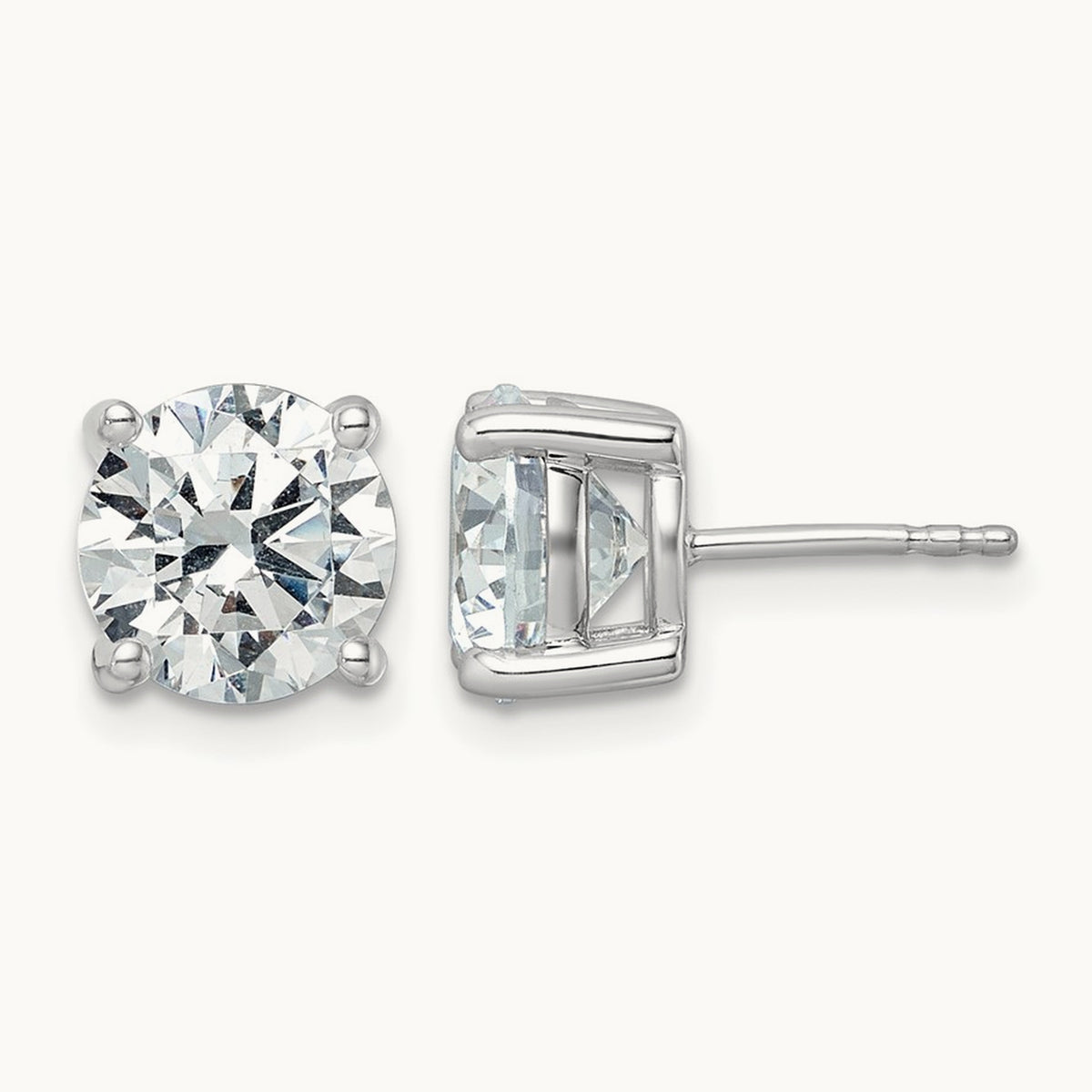 Round Lightweight Earrings, 0.25-6.00 ct tw Lab-Grown Diamond — 5 ct, 14K White Gold