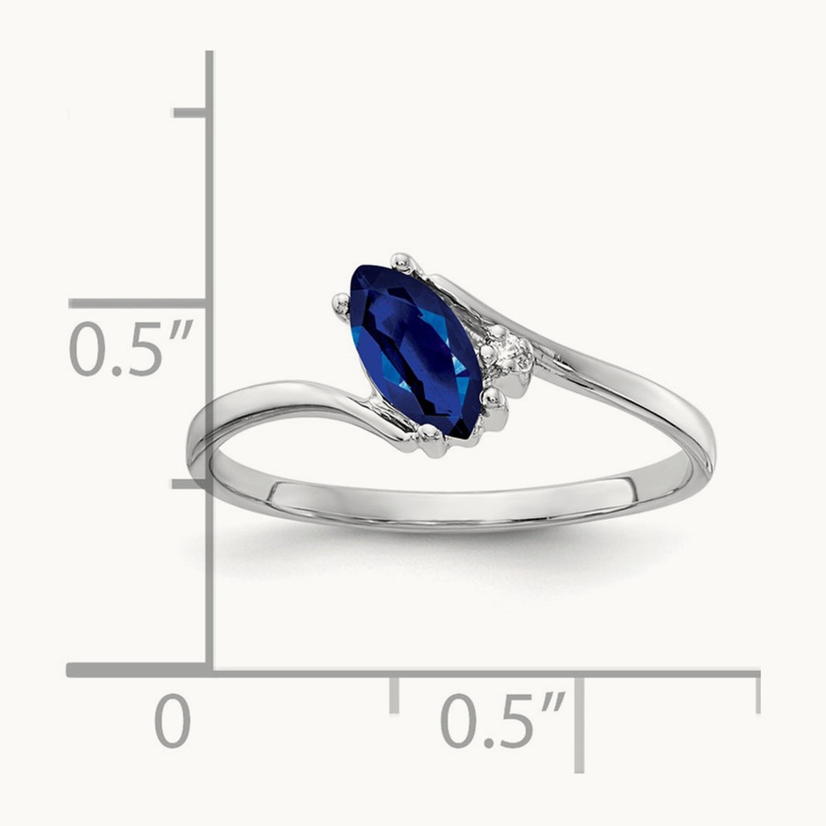 7x3. Marquise Sapphire AA Diamond ring, 5mm, 14K White Gold