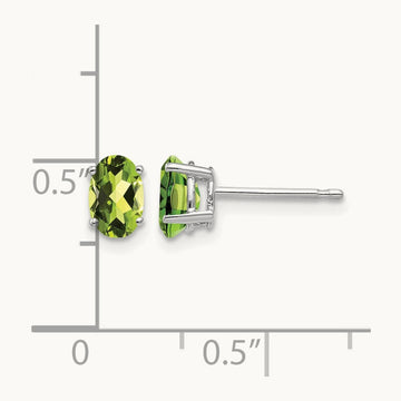 6x4mm Oval Peridot Earrings, 14K White Gold