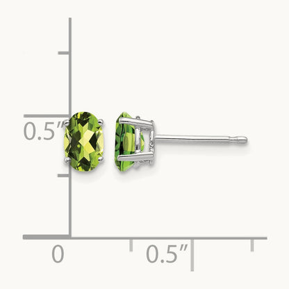 6x4mm Oval Peridot Earrings, 14K White Gold
