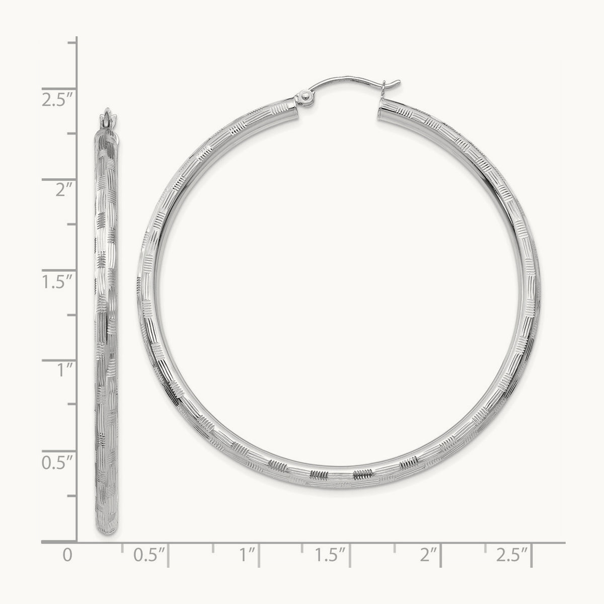 Diamond-cut Hoop Earrings, 14K White Gold