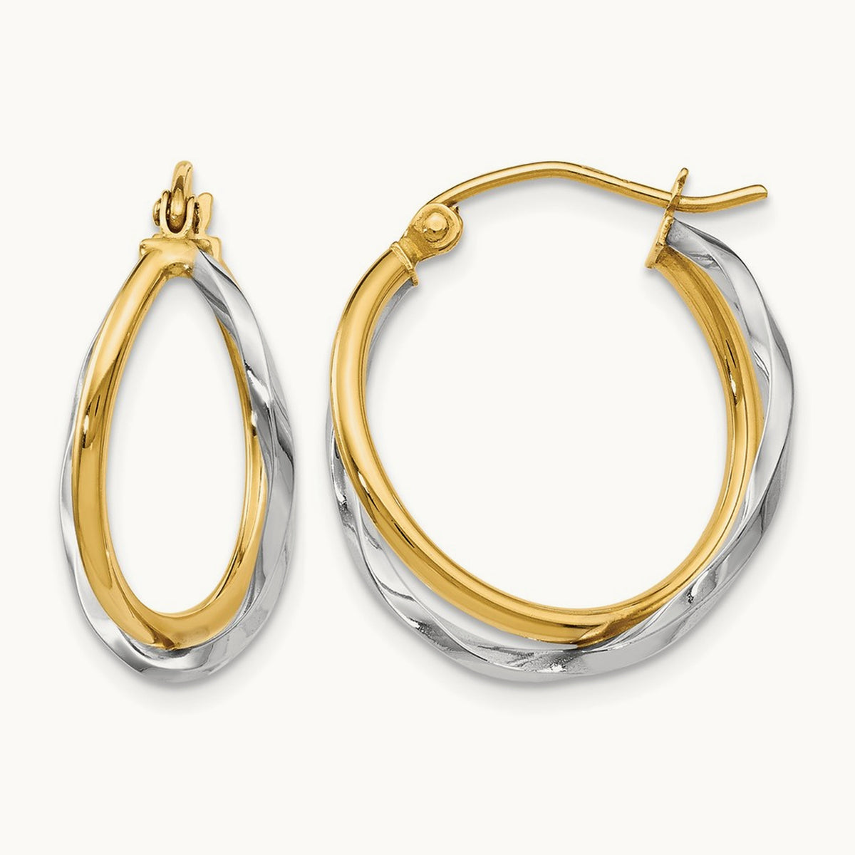 Polished Bypass Hoop Earrings, 14K Two-tone — Leslie's