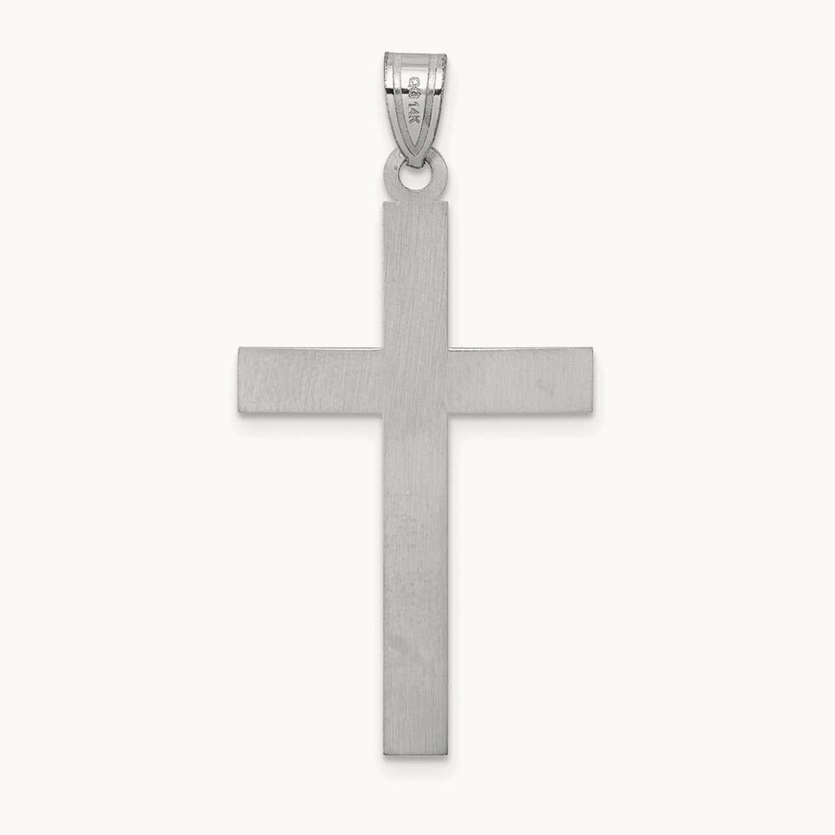 Florentine Satin Cross Pendant — 14K White Gold, 42.6mm