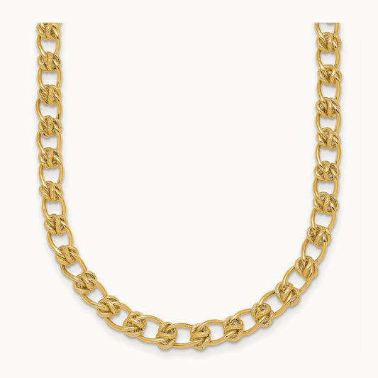 Polished Fancy Link 17 Inch Necklace, 5.0mm, 14K