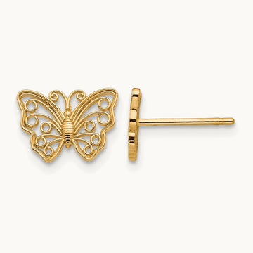 Butterfly Post Earrings — 14K Yellow Gold, 7mm