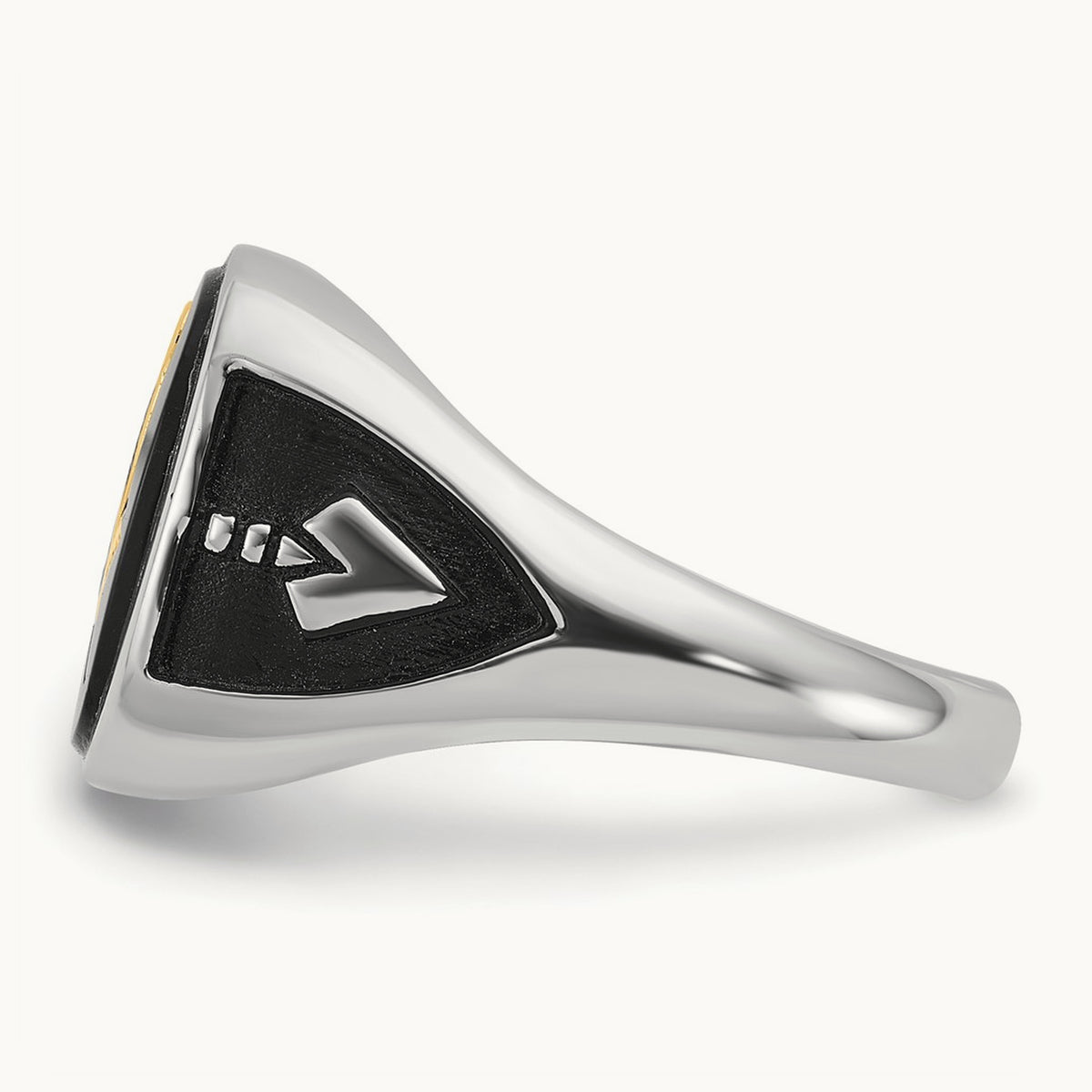 & Gold-plated Men's Textured w/ Black Enamel & Onyx Masonic Ring, 14K White Gold