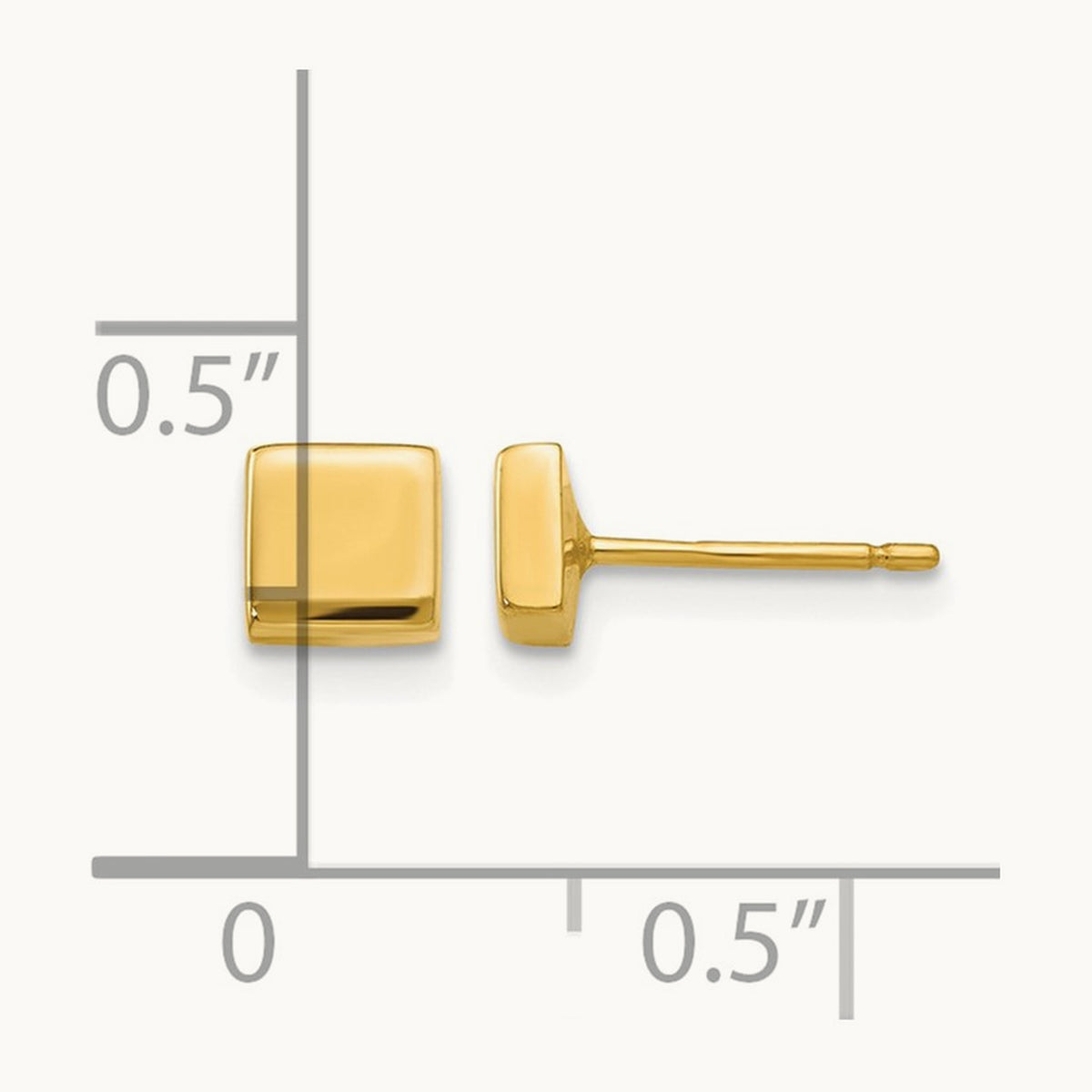 Polished Square Post Earrings — 4.5mm