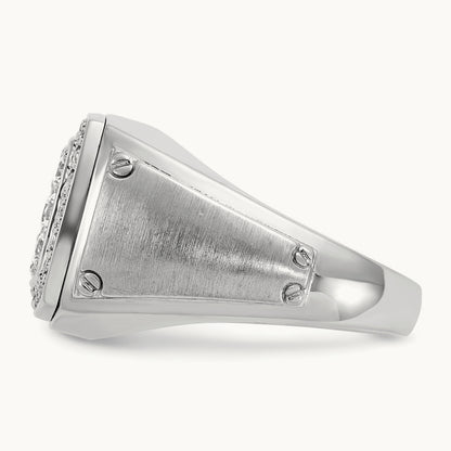 Men's Polished & Satin Diamond Square Cluster Ring — 14K White Gold