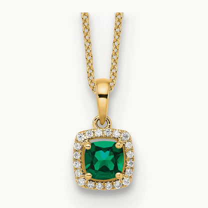 Created Emerald Necklace, 1/10 ct Lab-Grown Diamond