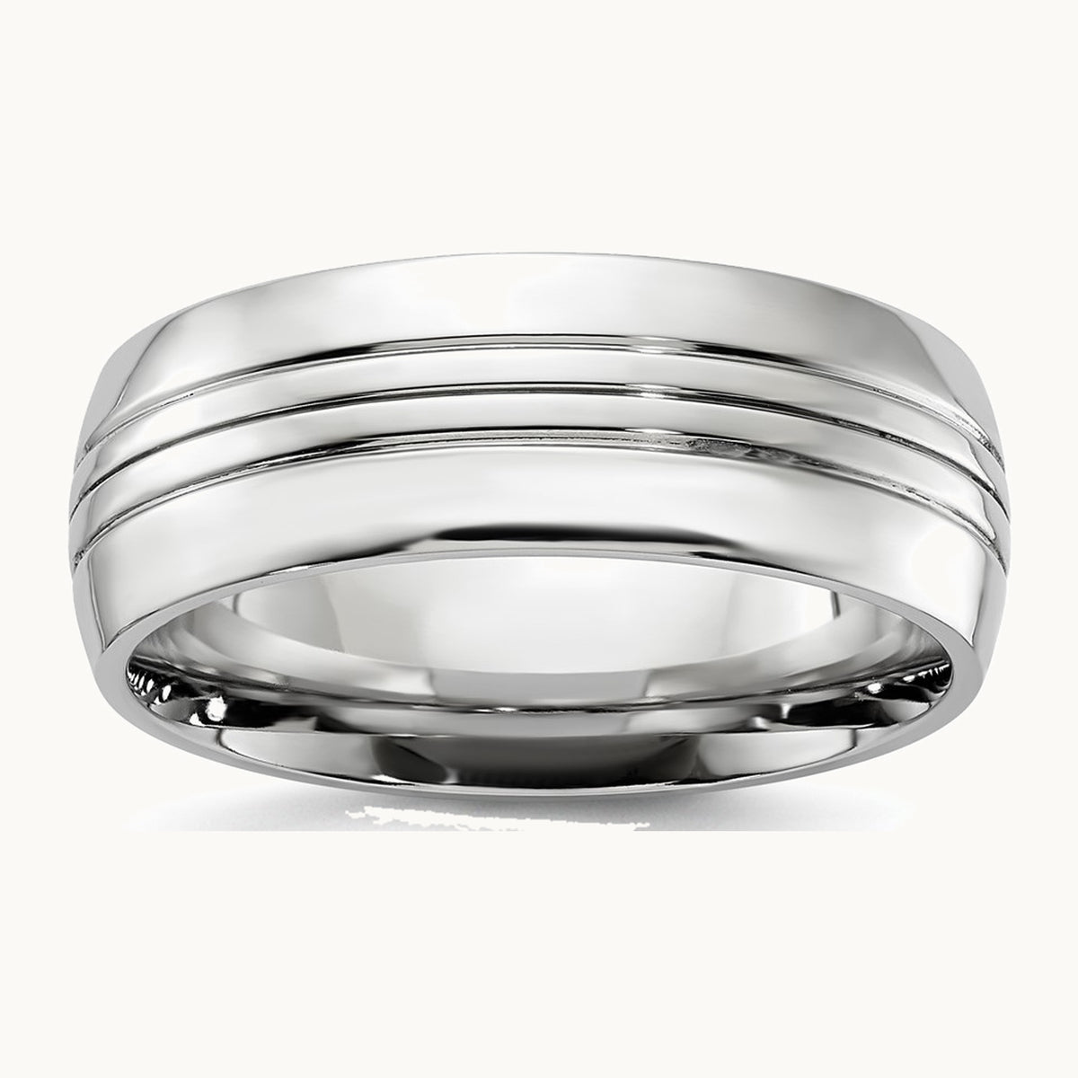 Chisel Cobalt Polished Grooved 8mm Band