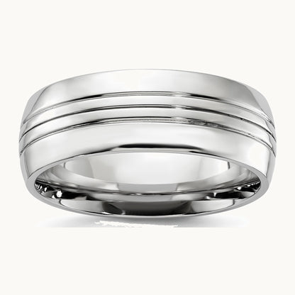 Chisel Cobalt Polished Grooved 8mm Band