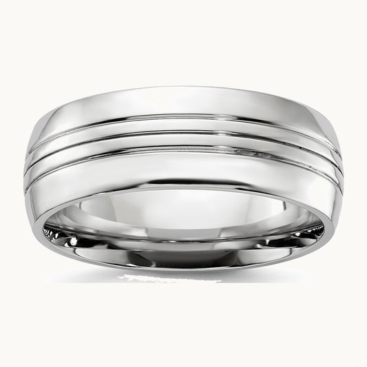 Chisel Cobalt Polished Grooved 8mm Band