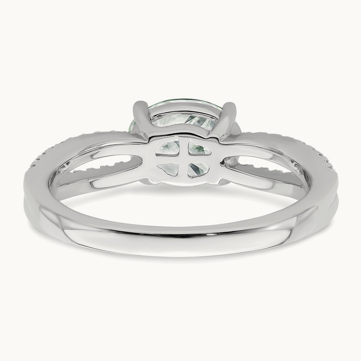East West Oval Semi-Mount Engagement Ring — 1 ct, 7