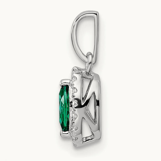 Created Emerald May Birthstone Pendant, 0.10 ct tw Lab-Grown Diamond