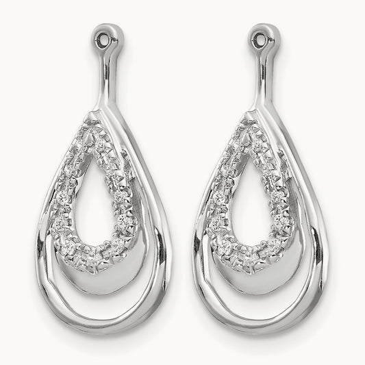 Double Teardrop Diamond Earring Jackets, 14K White Gold