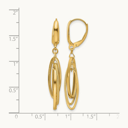 Polished/Textured Triple Oval Dangle Earrings, 14K — Leslie's