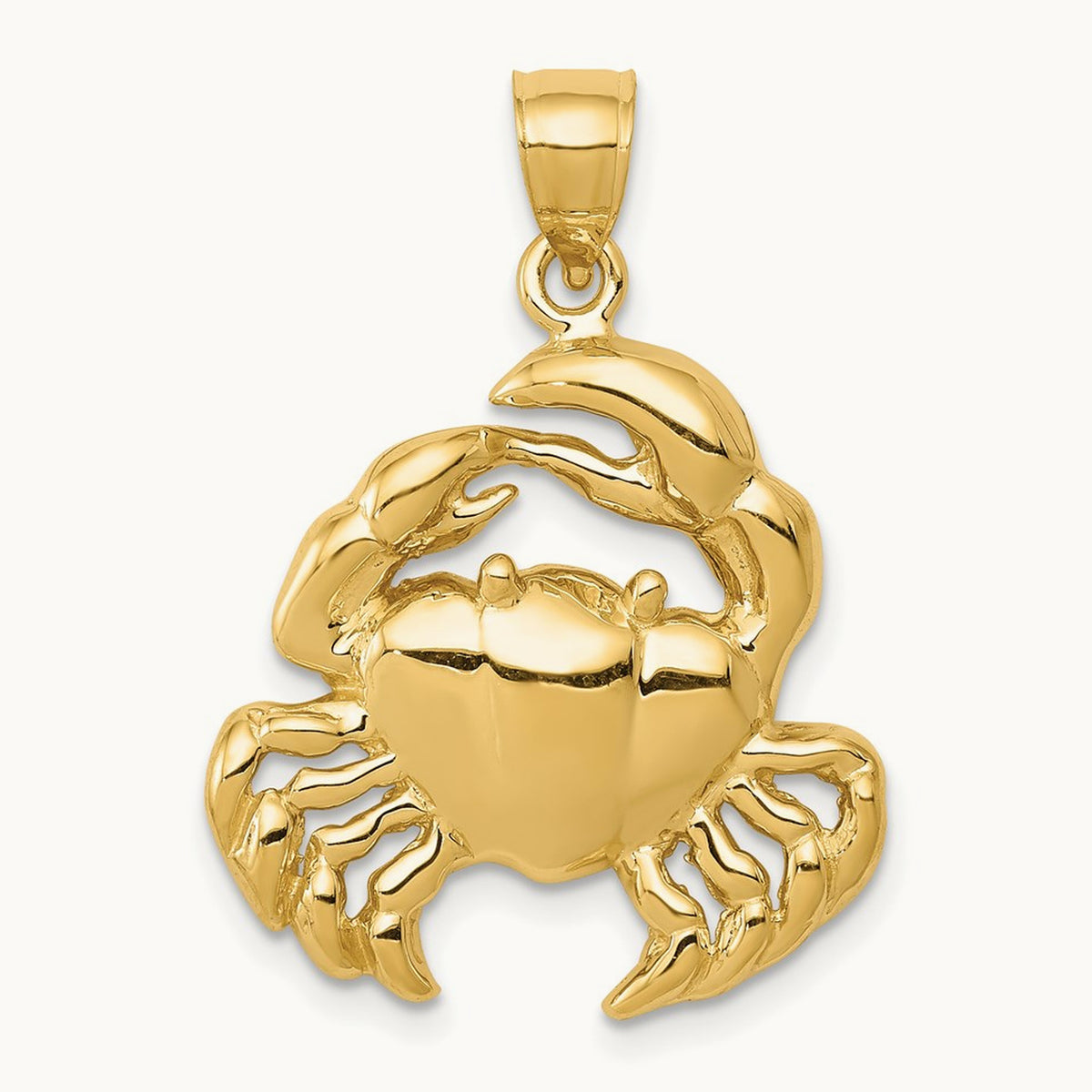 Polished Crab Pendant, 14K