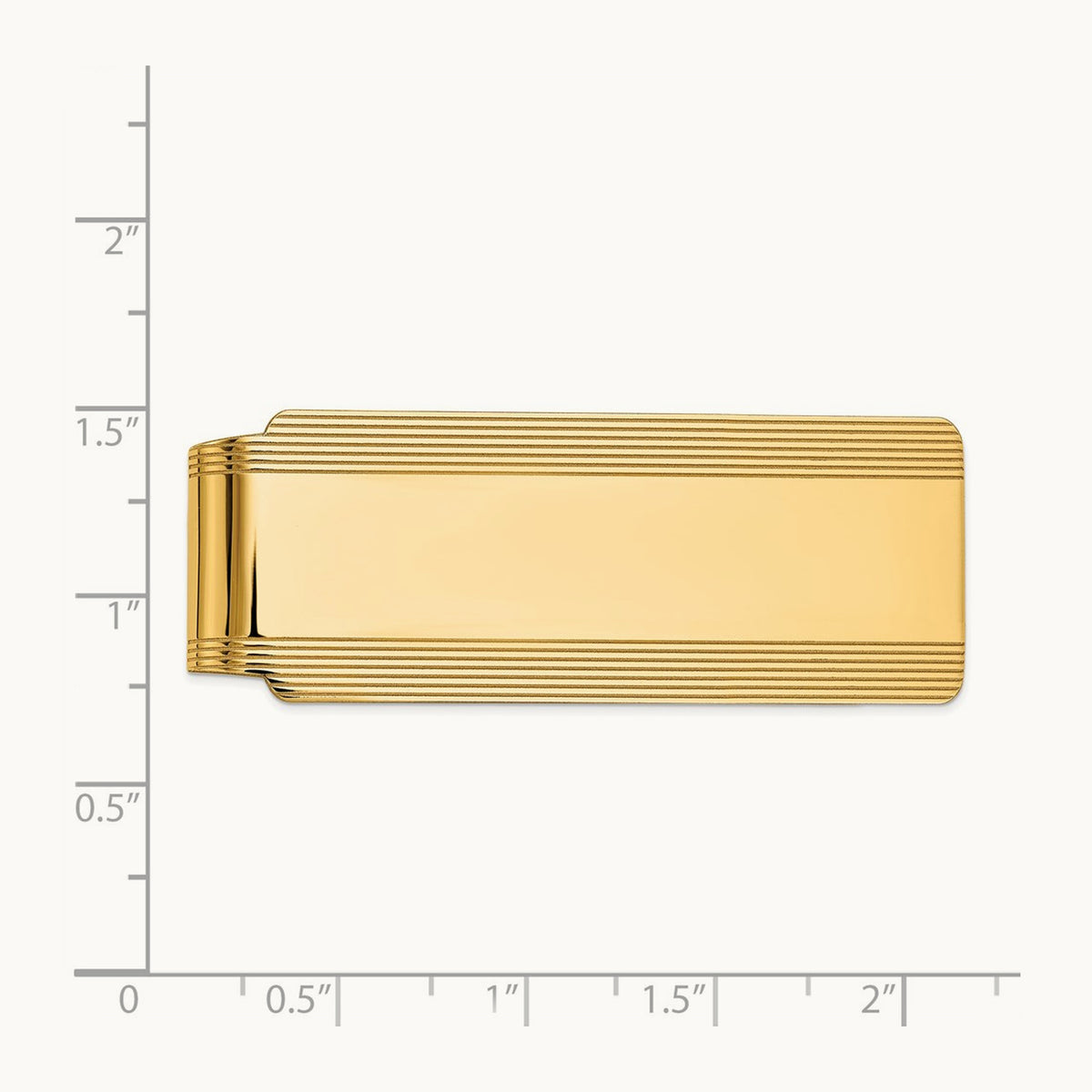 Men's Grooved Polished Money Clip, 14K