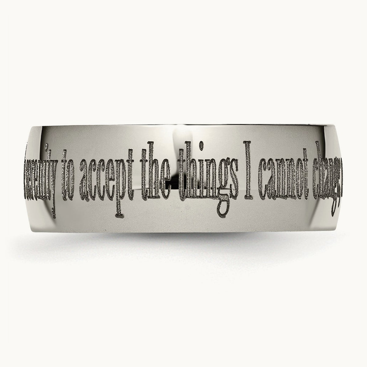 Polished Serenity Prayer Laser Design Band — photo set
