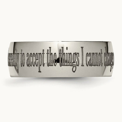 Polished Serenity Prayer Laser Design Band — photo set