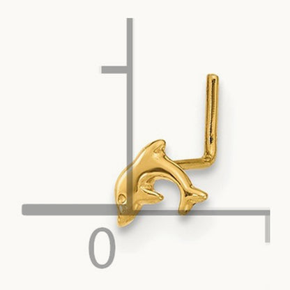 22 Gauge Dolphin Nose Ring Body Jewelry, 14K
