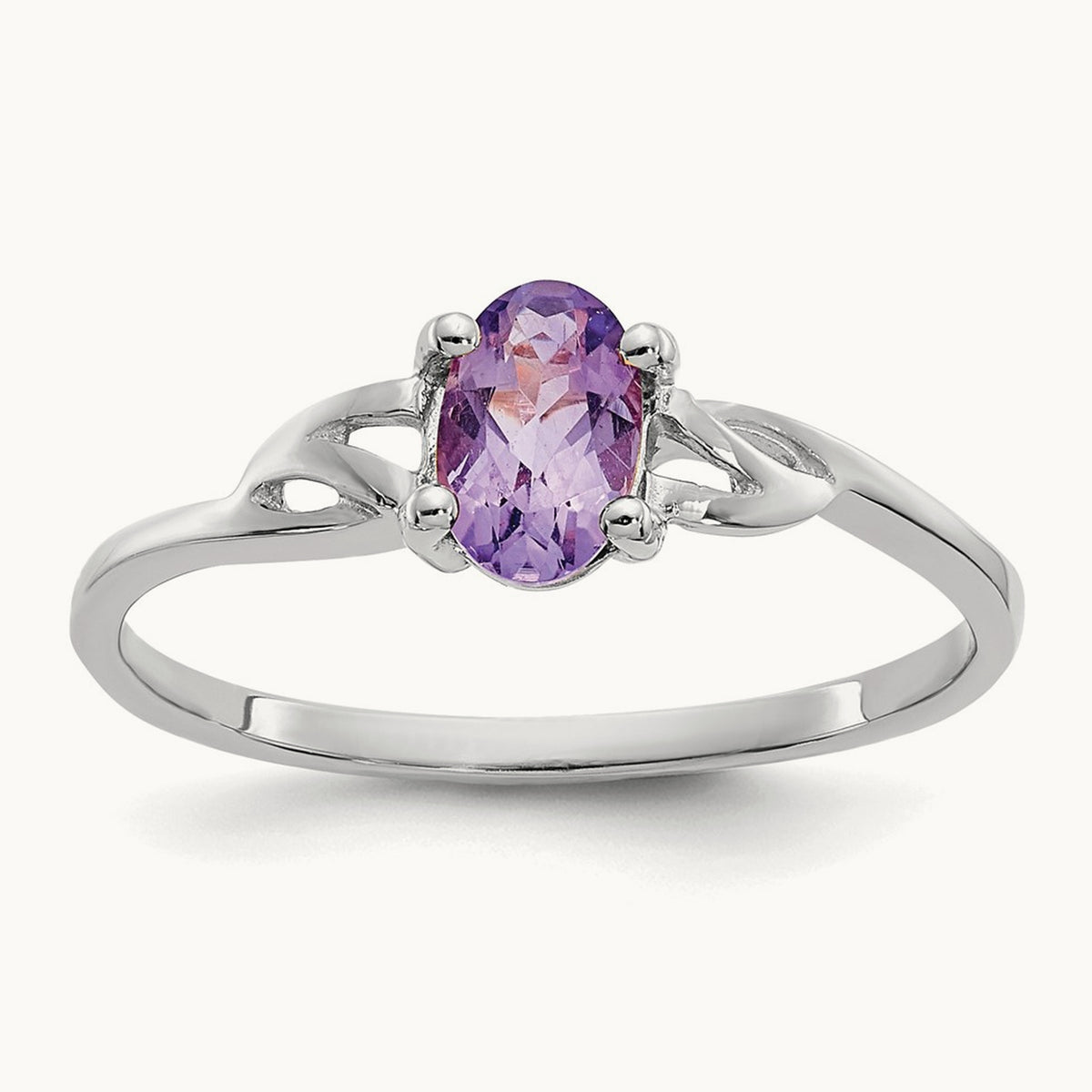 Amethyst Birthstone Ring, 14K White Gold