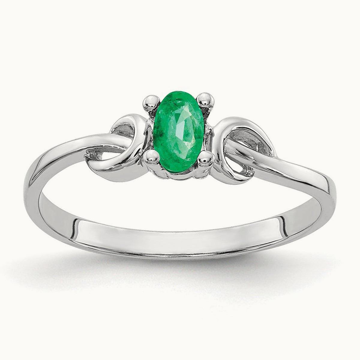 5x3mm Oval Emerald ring, 14K White Gold