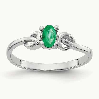 5x3mm Oval Emerald ring, 14K White Gold