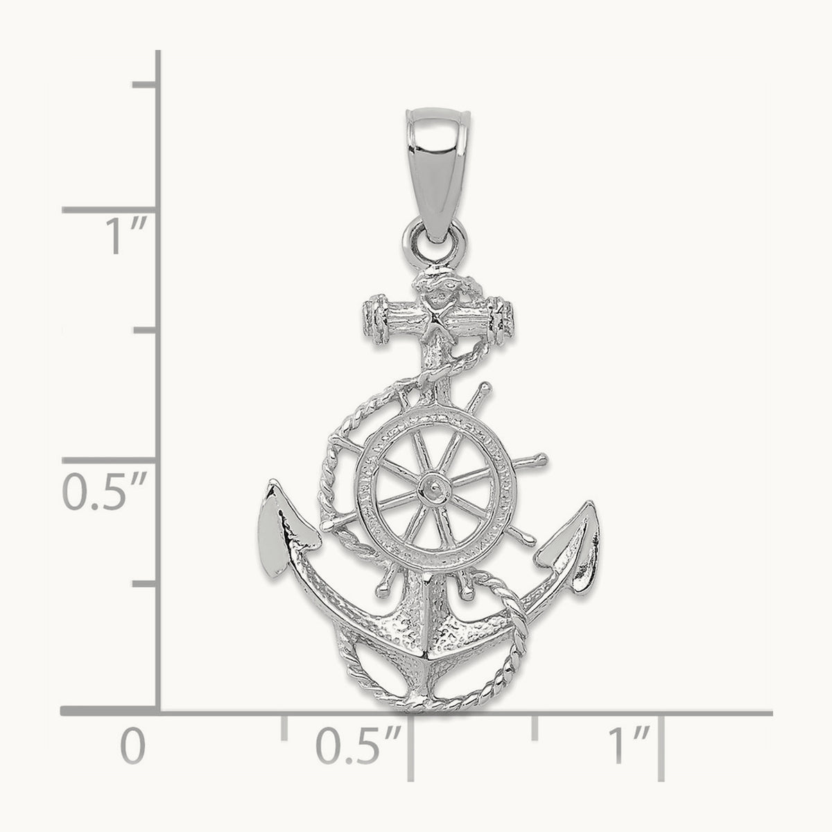 Anchor and Wheel Pendant — 14K White Gold