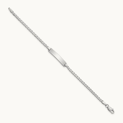 WG Flat Curb Link ID Bracelet, 14K