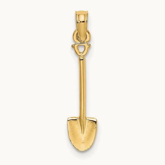 3-D Polished Shovel Garden Tool Charm, 14K