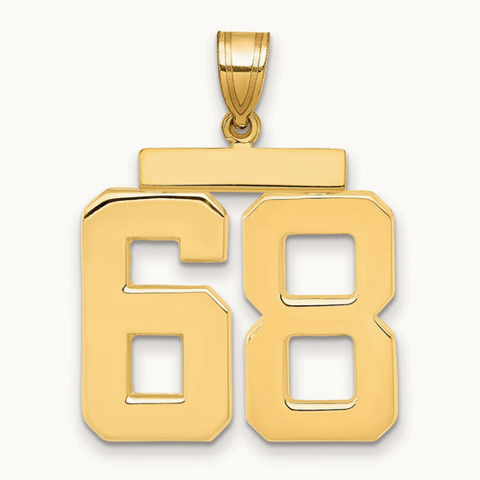 Large Polished Number 68 Charm, 14K