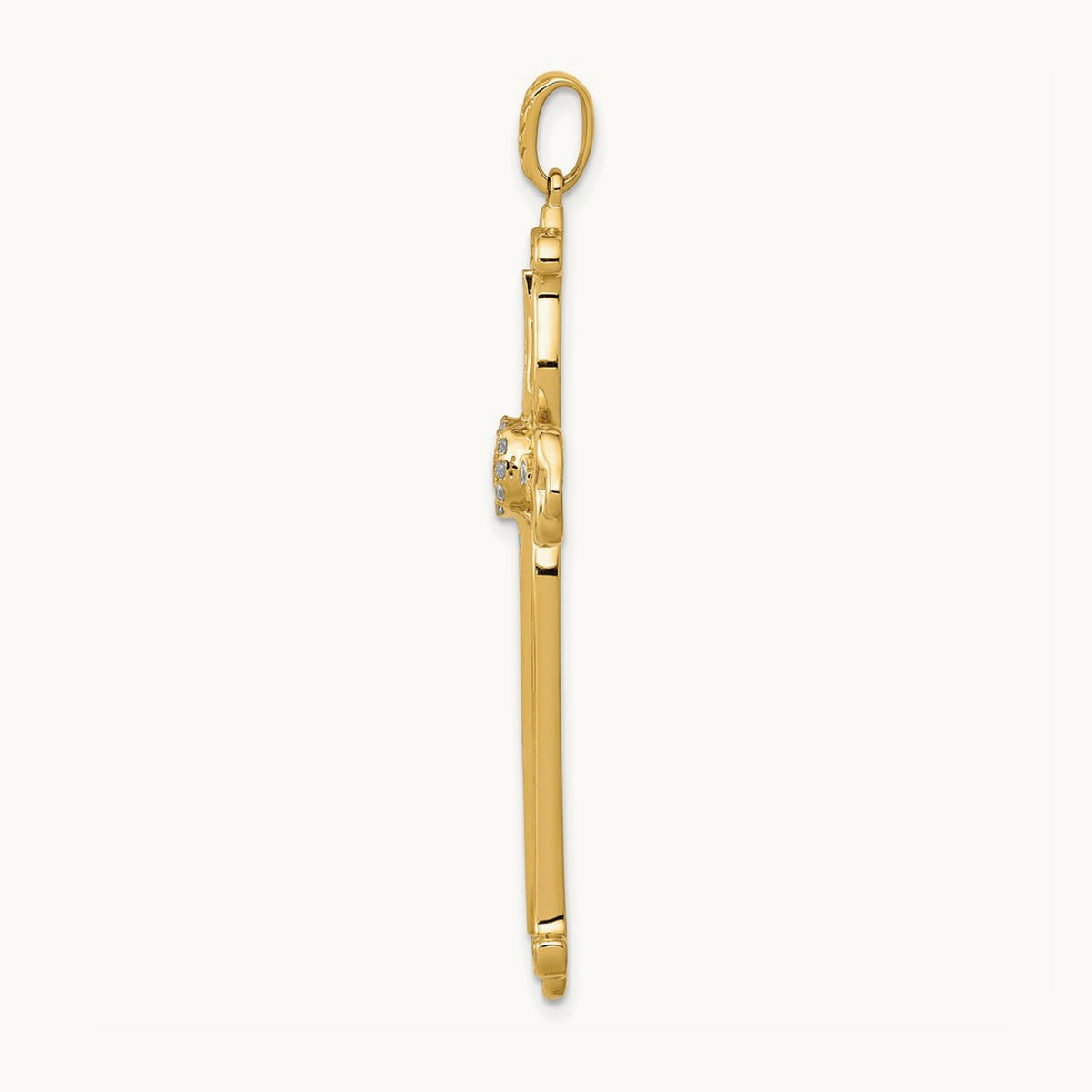 1/4ct. Diamond Fancy Budded Cross Pendant, 14K