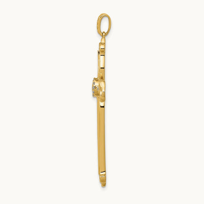 1/4ct. Diamond Fancy Budded Cross Pendant, 14K