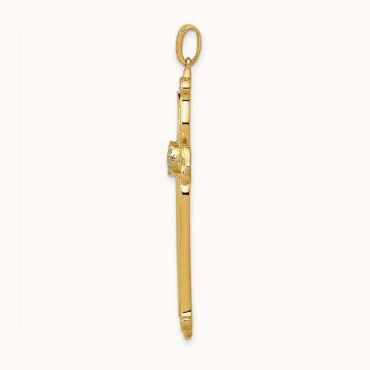 1/4ct. Diamond Fancy Budded Cross Pendant, 14K