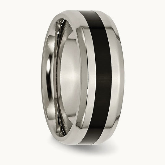 Polished Black Enamel Beveled Edge Band — photo set