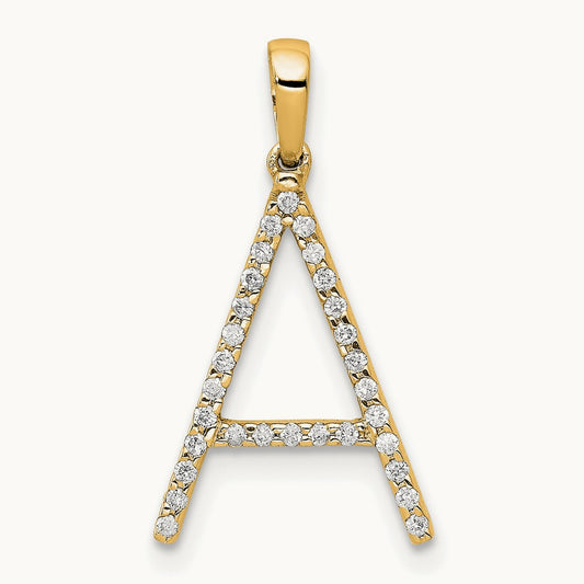 Diamond Letter A Initial Pendant, 14K